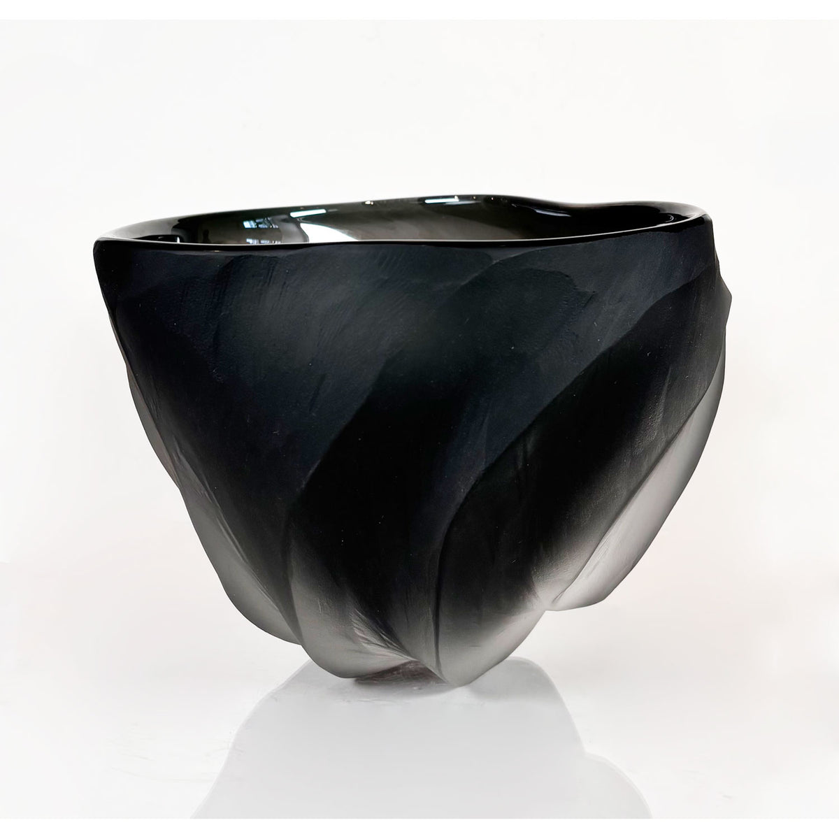 Smokey Blue Undula Bowl - Petroff Gallery - Glass Art