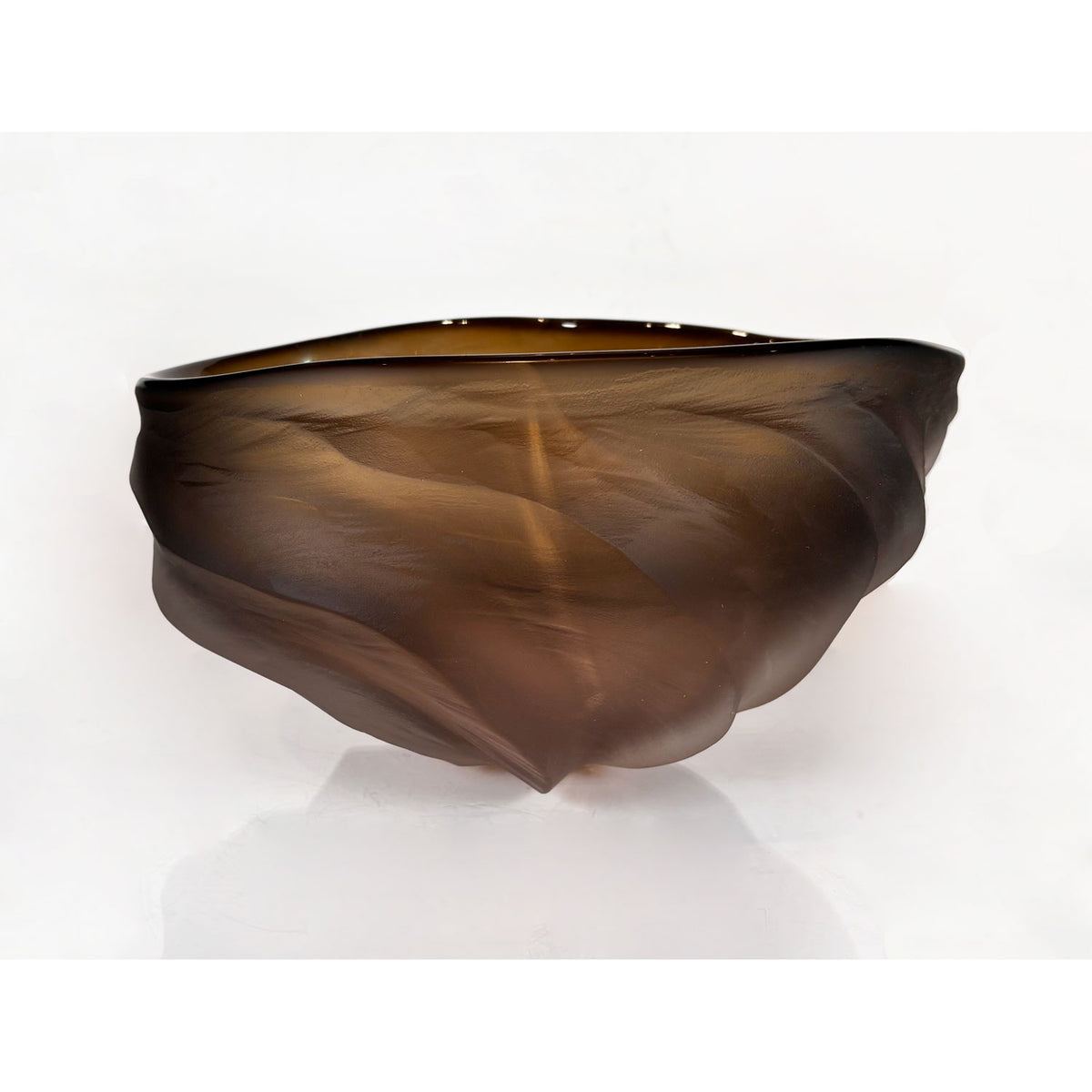 Smokey Amber Undula Bowl - Petroff Gallery - Glass Art
