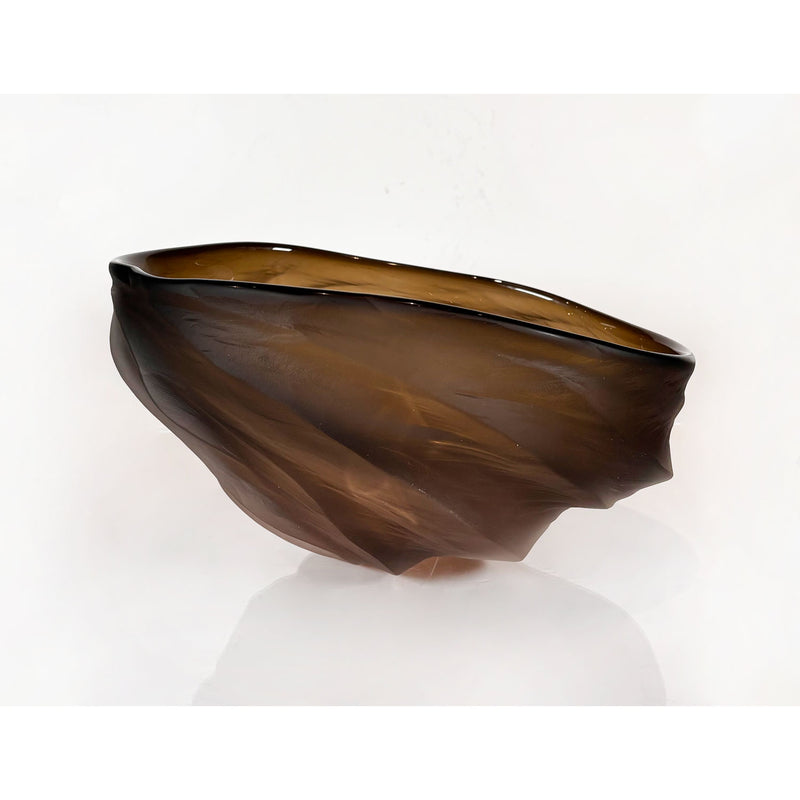 Smokey Amber Undula Bowl - Petroff Gallery - Glass Art
