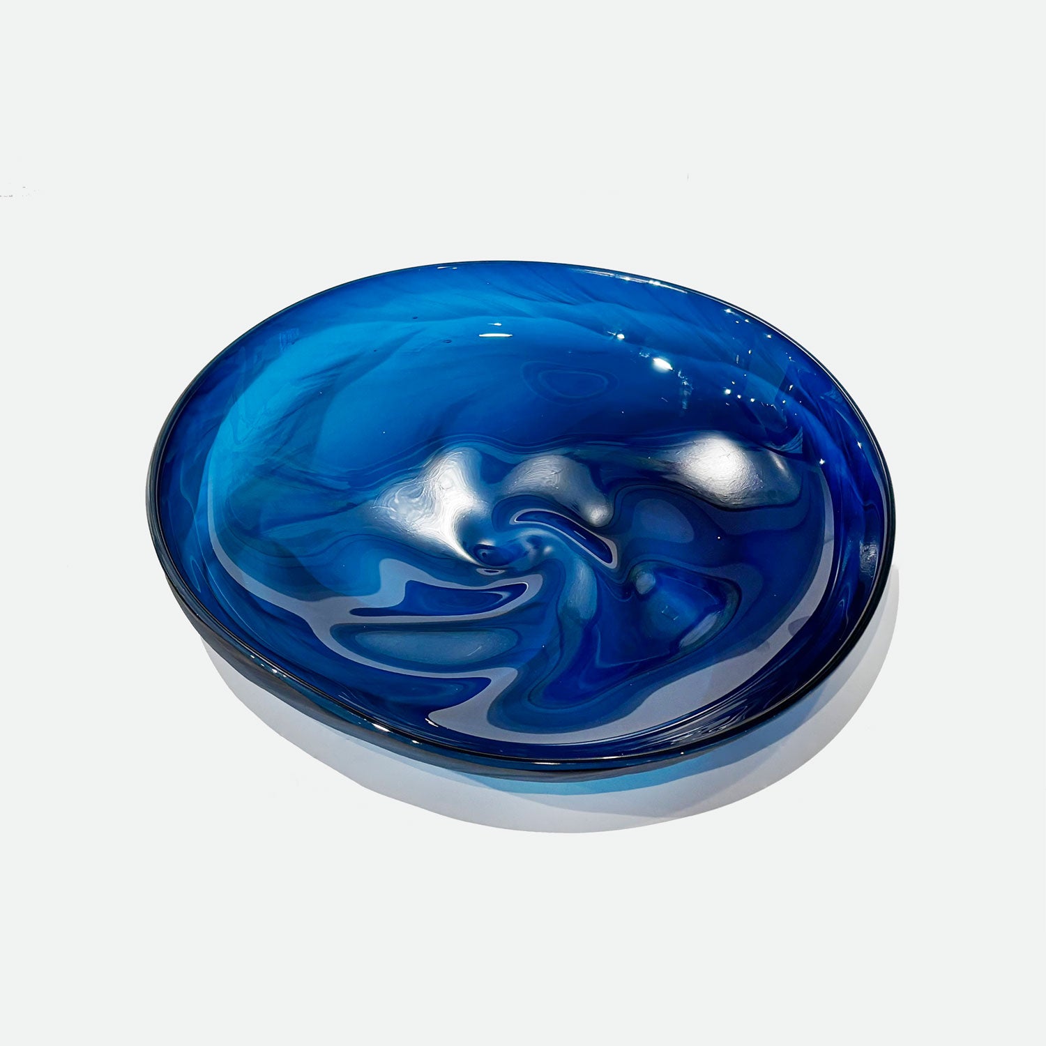 Sea Green Low Undula Bowl - Petroff Gallery - Glass Art