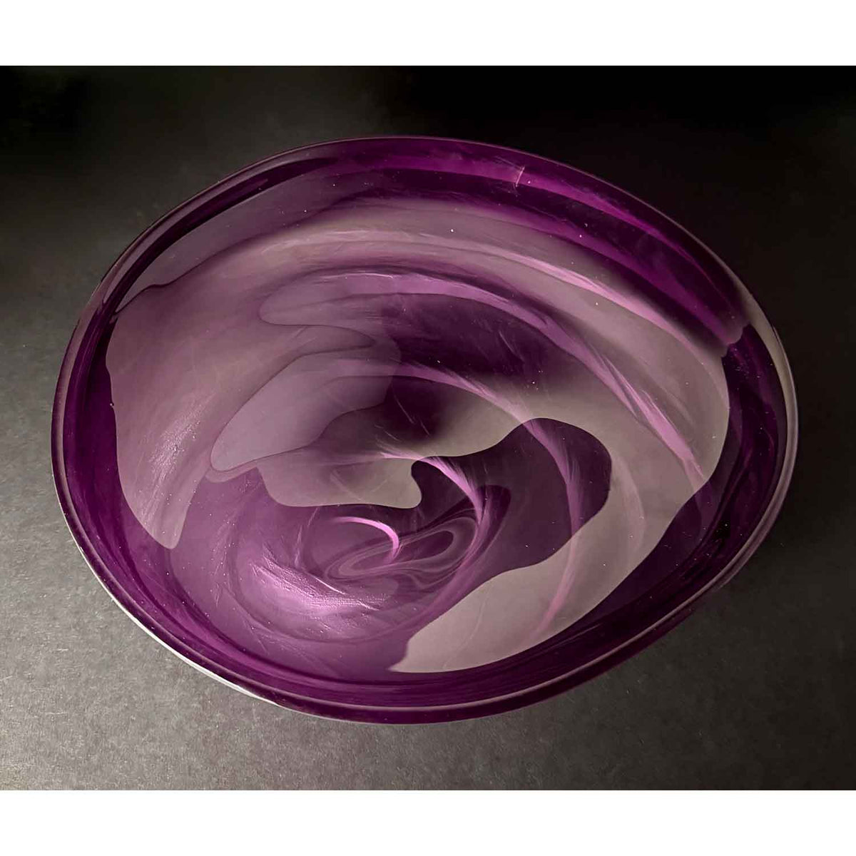 Amethyst Low Undula Bowl Top View - Petroff Gallery - Glass Art