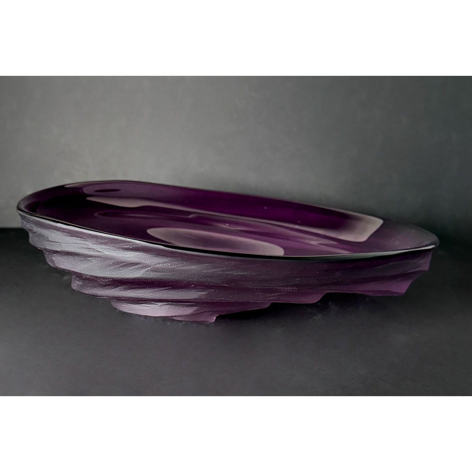Amethyst Low Undula Bowl - Petroff Gallery - Glass Art