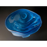 Aqua Undula Bowl Detail View - Petroff Gallery - Glass Art