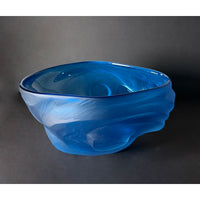 Aqua Undula Bowl - Petroff Gallery - Glass Art