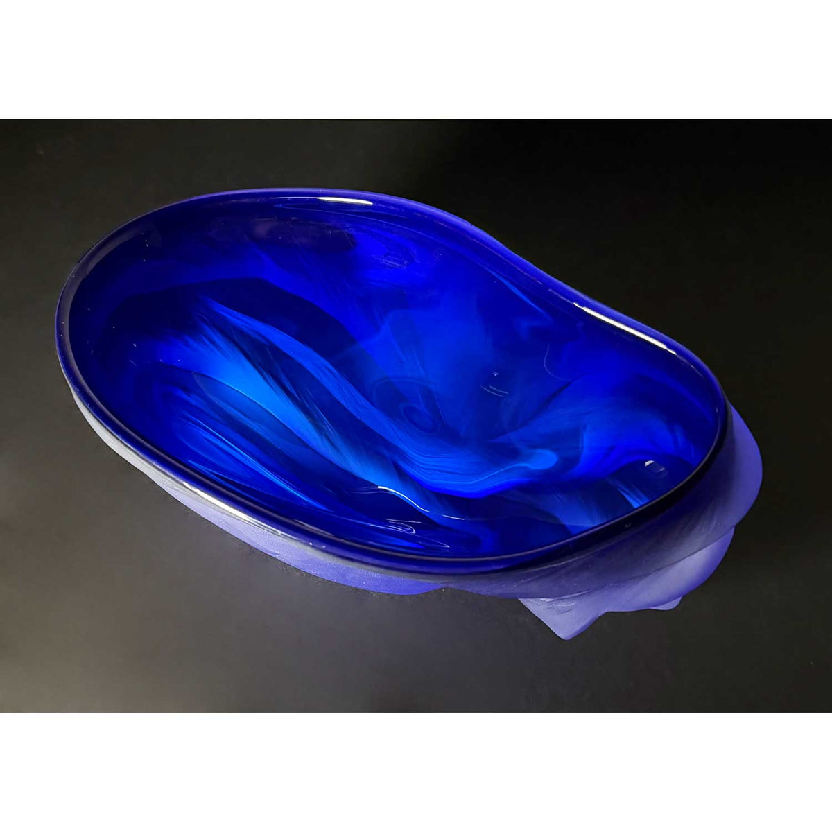Cobalt Undula Bowl Top View - Petroff Gallery - Glass Art