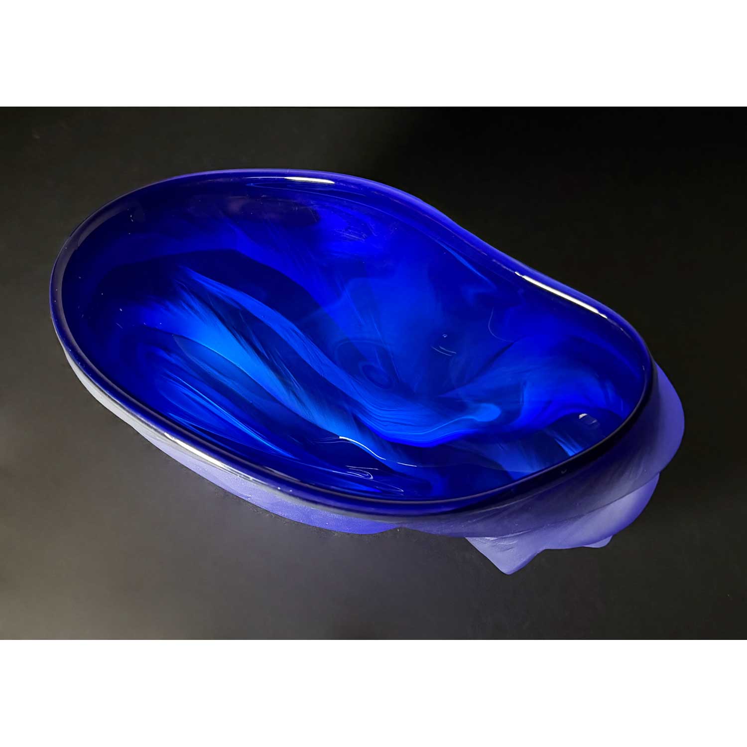 Cobalt Undula Bowl Top View - Petroff Gallery - Glass Art