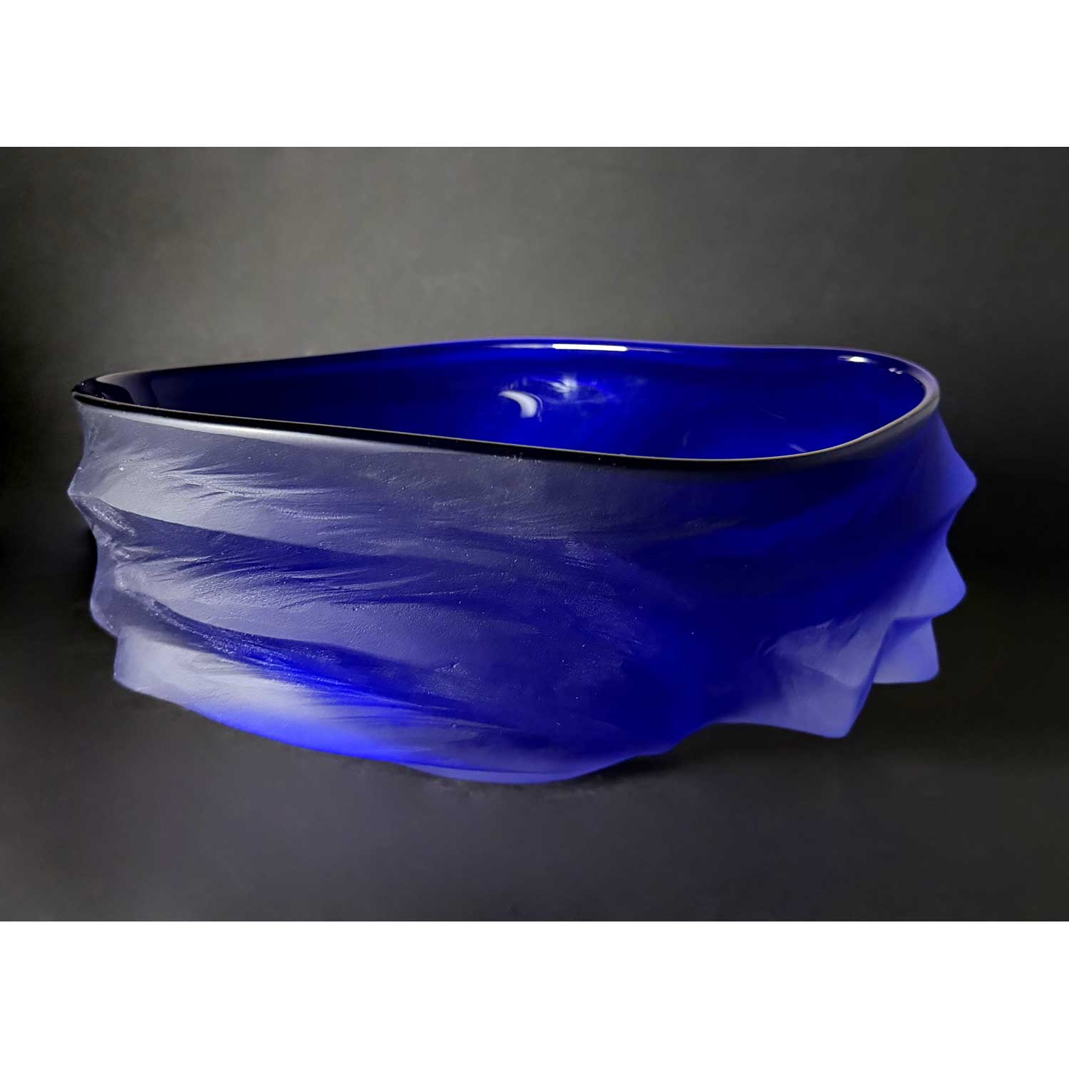 Cobalt Undula Bowl Other View - Petroff Gallery - Glass Art