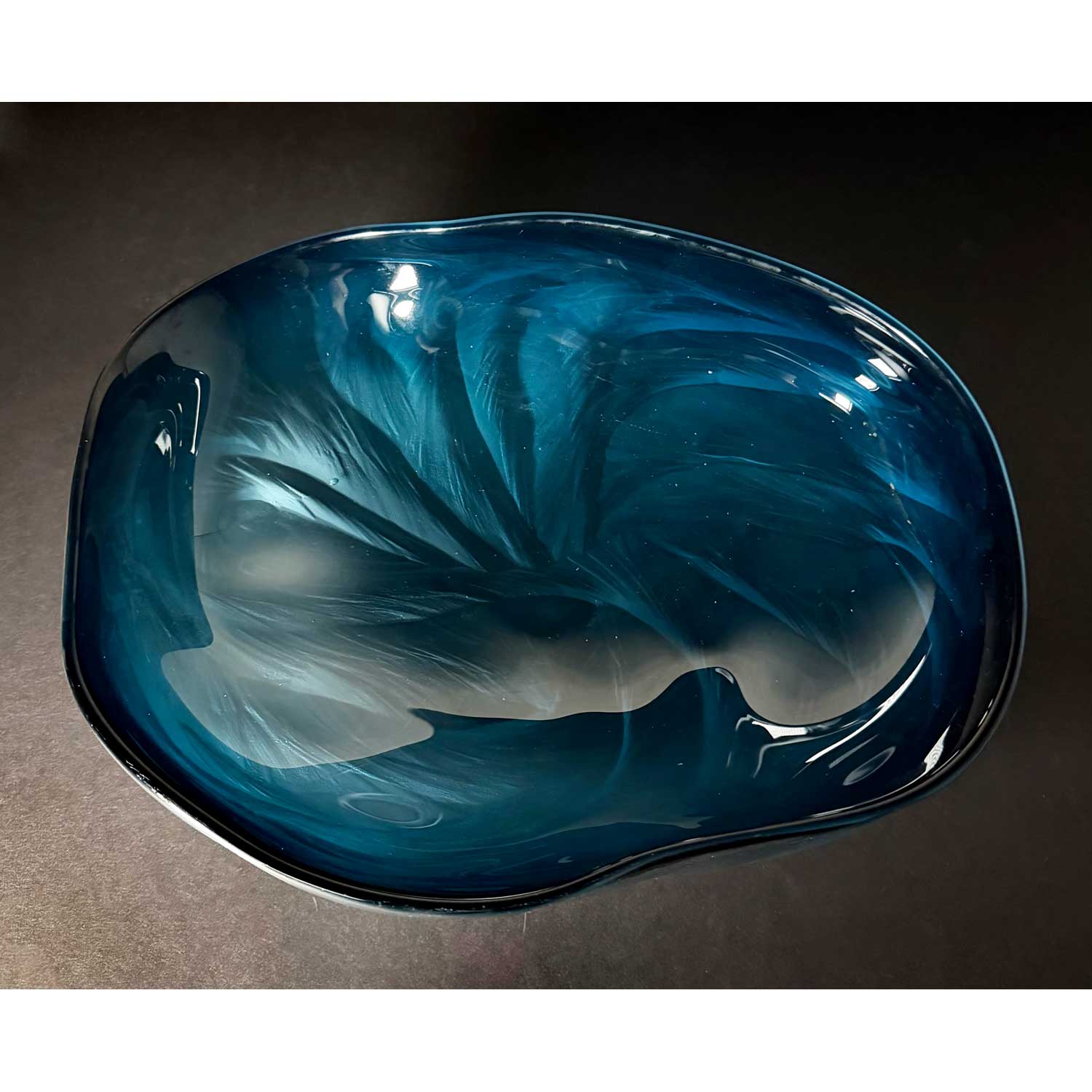 Sea Green Undula Bowl Top View - Petroff Gallery - Glass Art