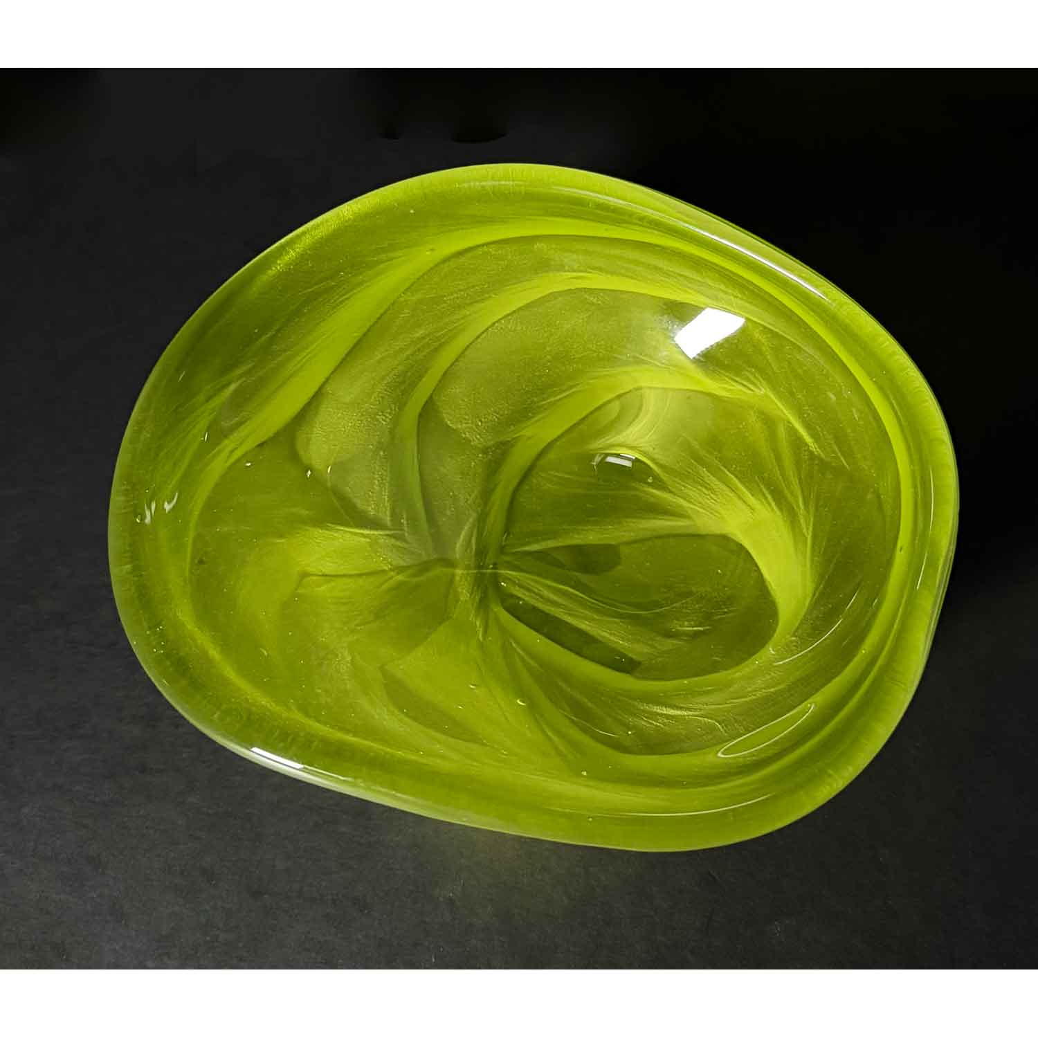 Chartreuse Undula Bowl Top View - Petroff Gallery - Glass Art