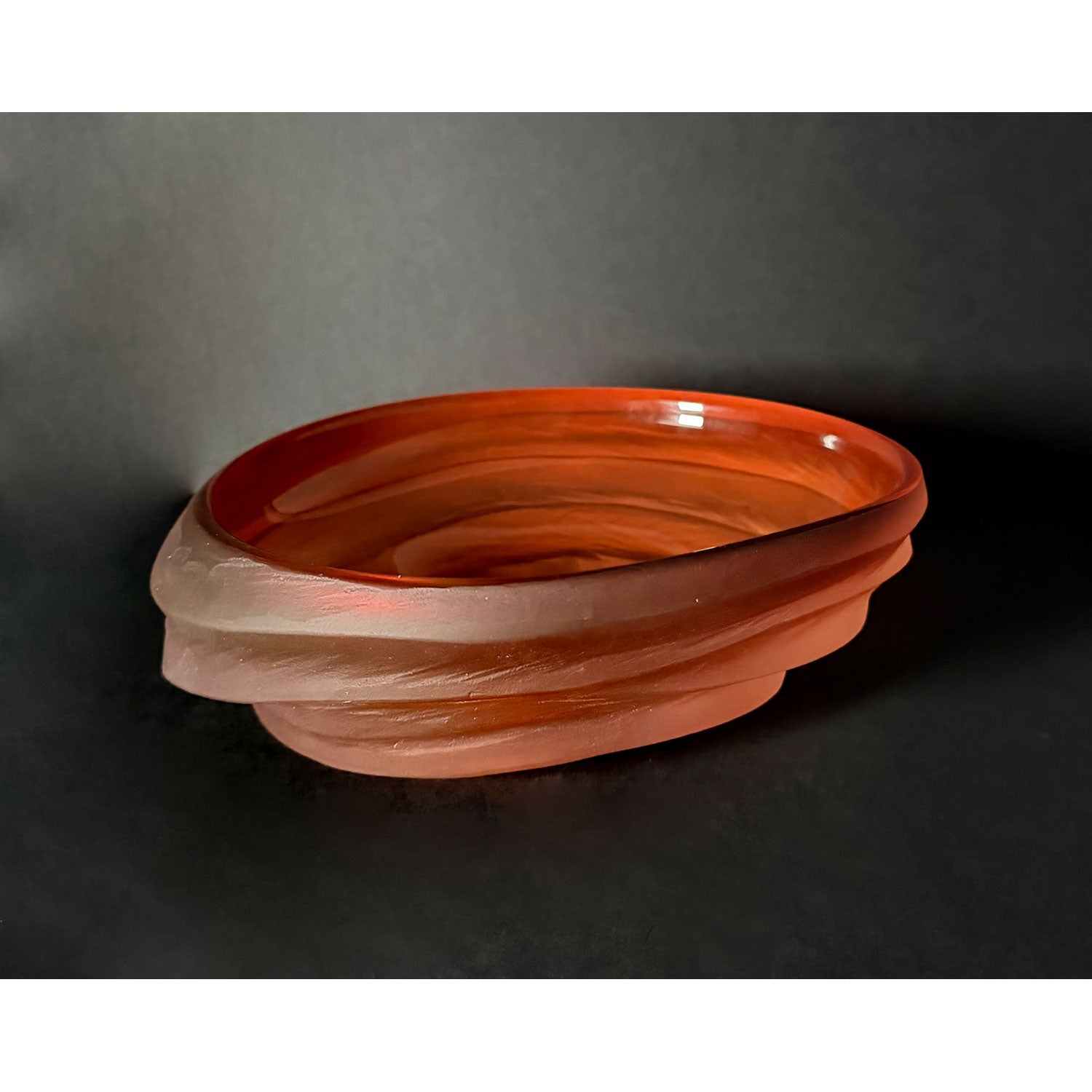 Salmon Pink Undula Bowl - Petroff Gallery - Glass Art