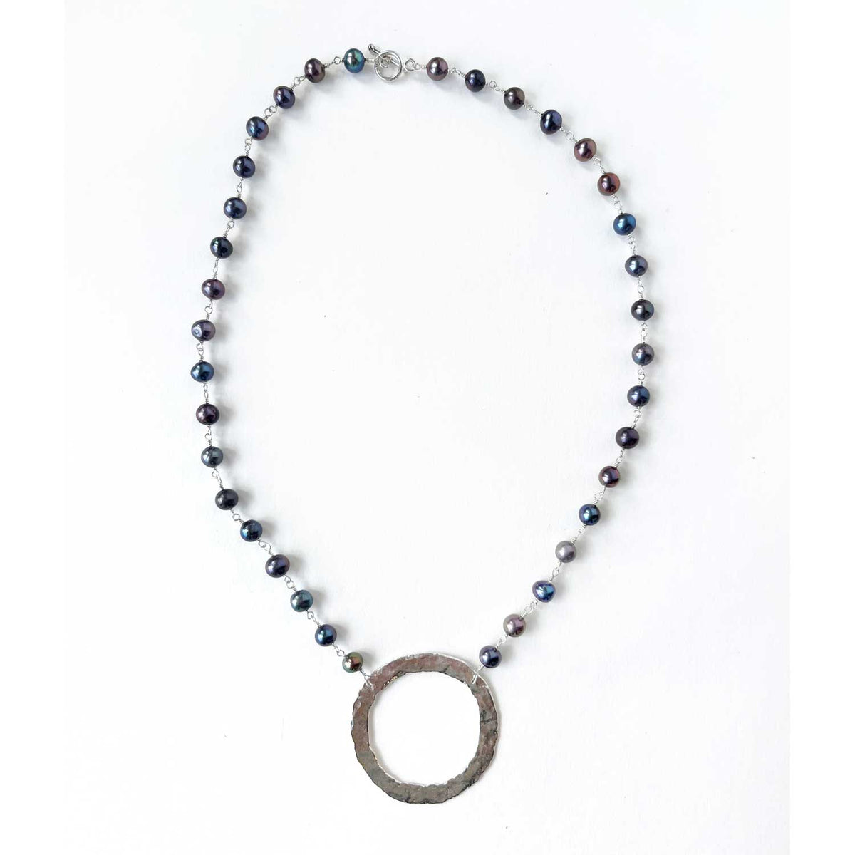 Circle with Small Black Pearls Necklace - Petroff Gallery - Jewellery