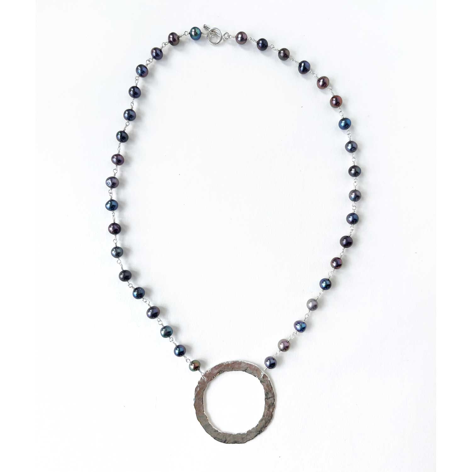Circle with Small Black Pearls Necklace - Petroff Gallery - Jewellery