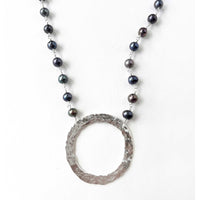 Circle with Small Black Pearls Necklace - Petroff Gallery - Jewellery