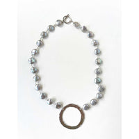 Circle Grey Coin Pearls Necklace