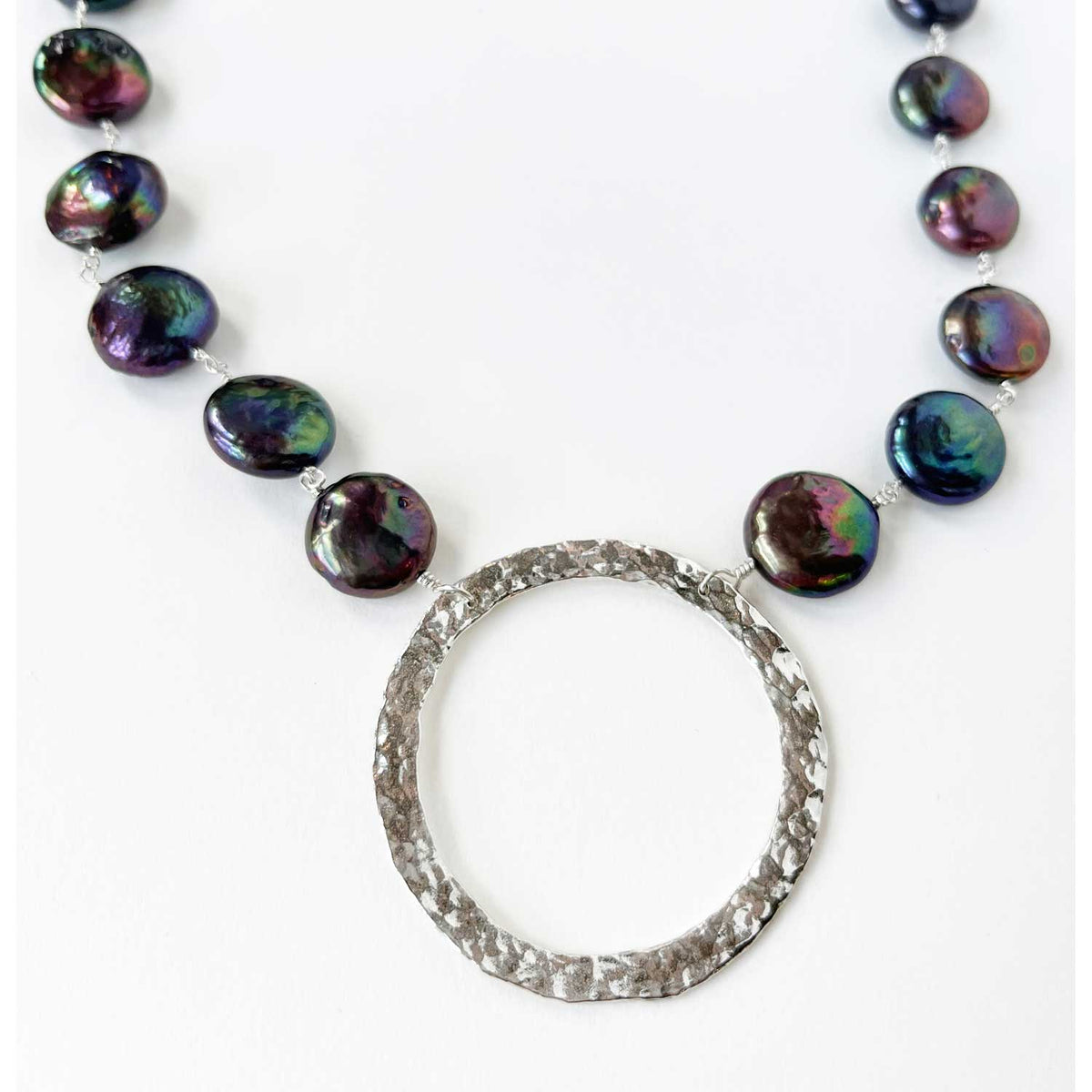 Large Circle Black Coin Pearls Necklace - Petroff Gallery - Jewellery