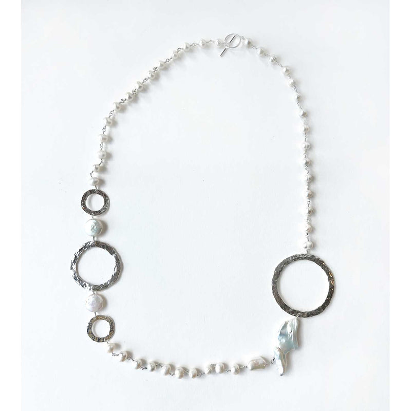 Tri-Arc White Large Pearls Necklace - Petroff Gallery - Jewellery