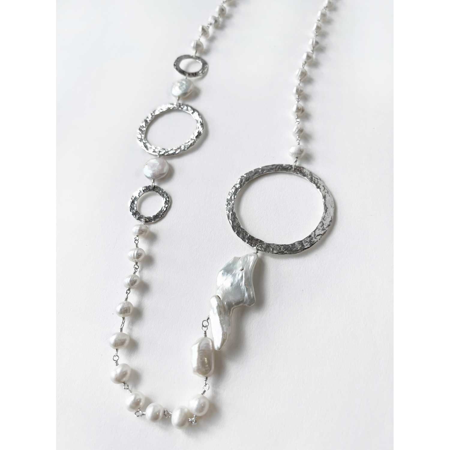 Tri-Arc White Large Pearls Necklace - Petroff Gallery - Jewellery