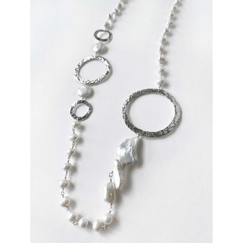Tri-Arc White Large Pearls Necklace - Petroff Gallery - Jewellery