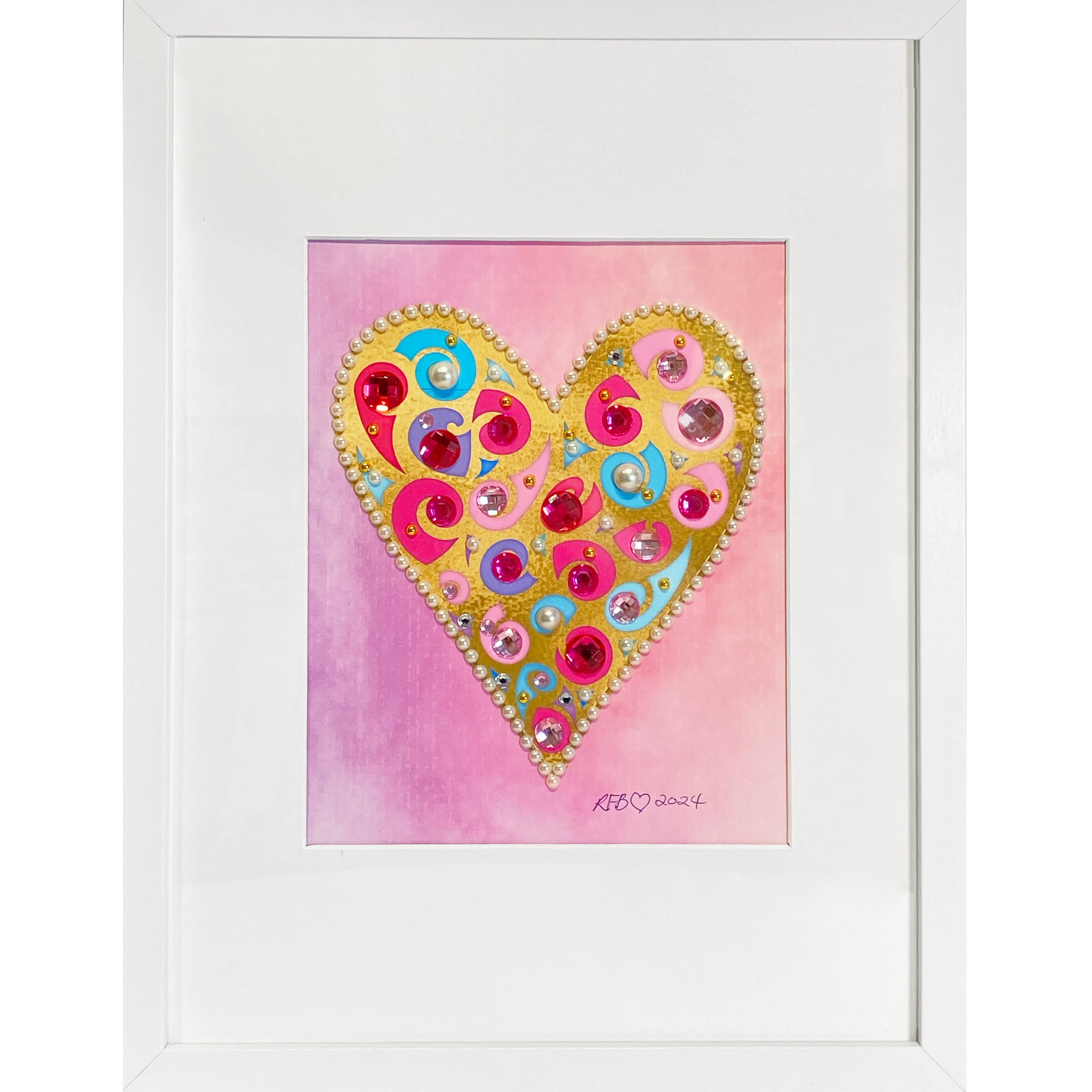 Large Pink Heart - Petroff Gallery - Judaica Wall Art