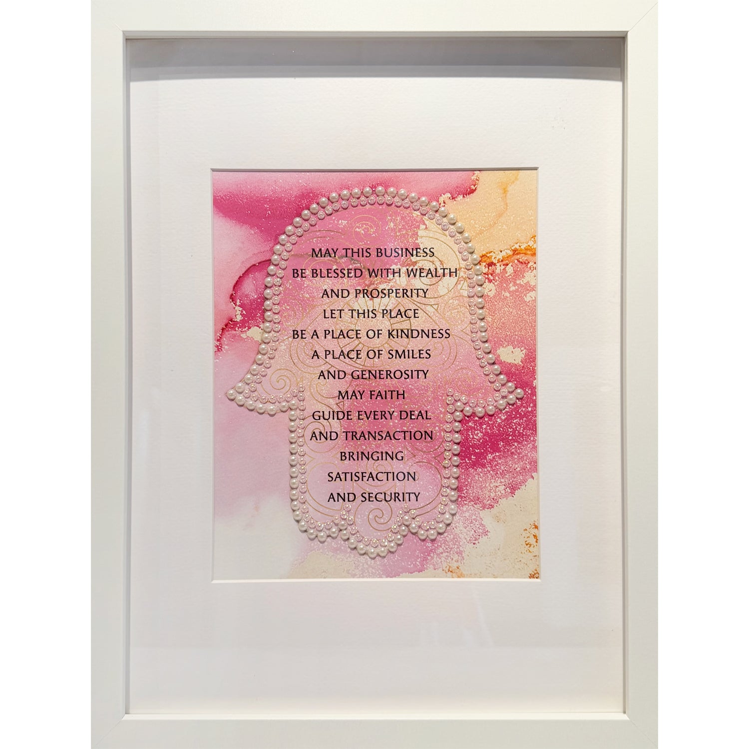 Large Pink Business Blessing - Petroff Gallery - Judaica Wall Art