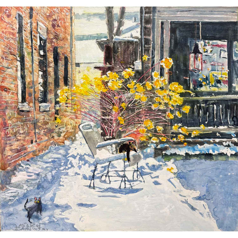 Backyard Panthers on Vermont Street 16" x 17" - Petroff Gallery - Painting