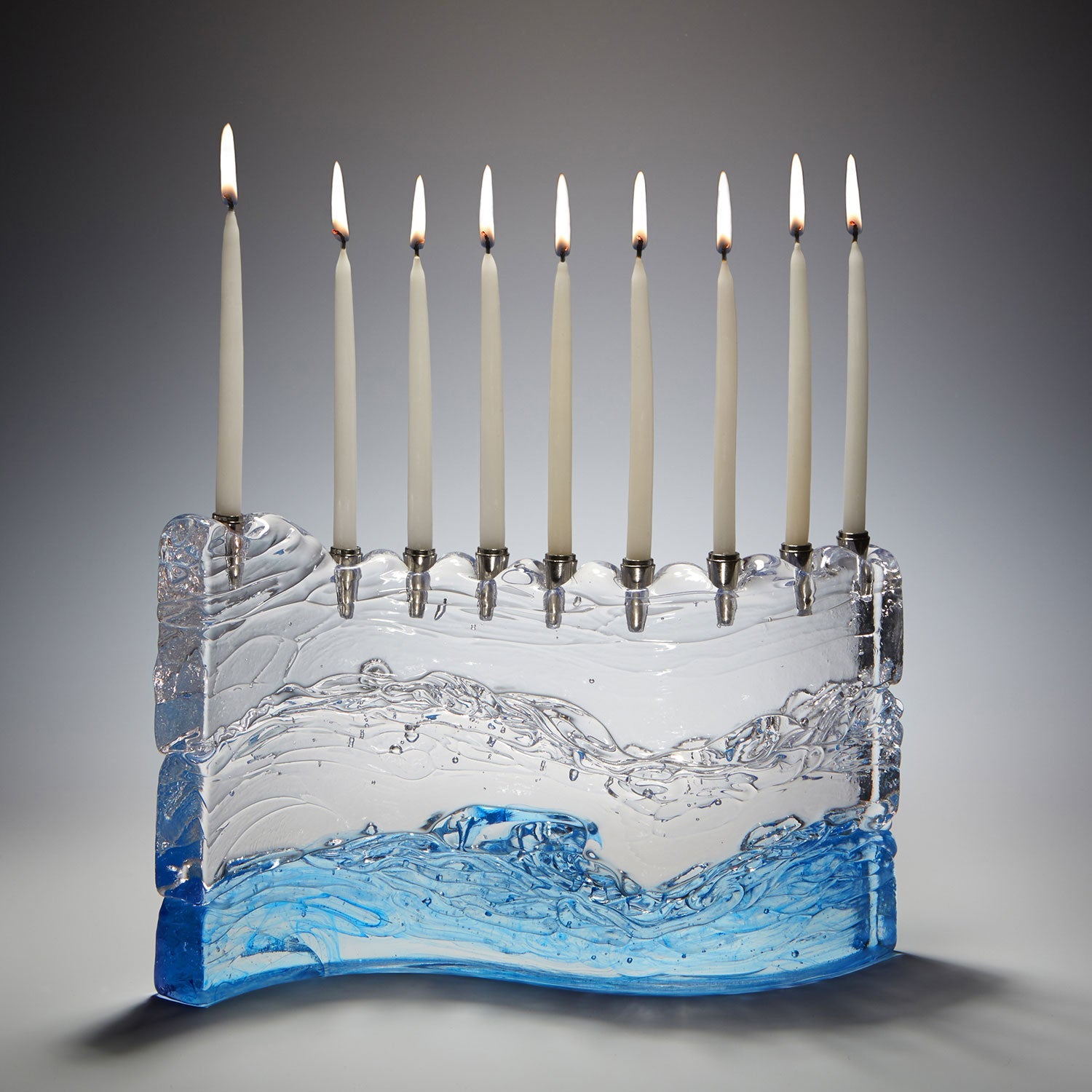Bermuda Turquoise "S" Menorah - Petroff Gallery -  - Joel Bless - Bermuda Turquoise "S" Menorah