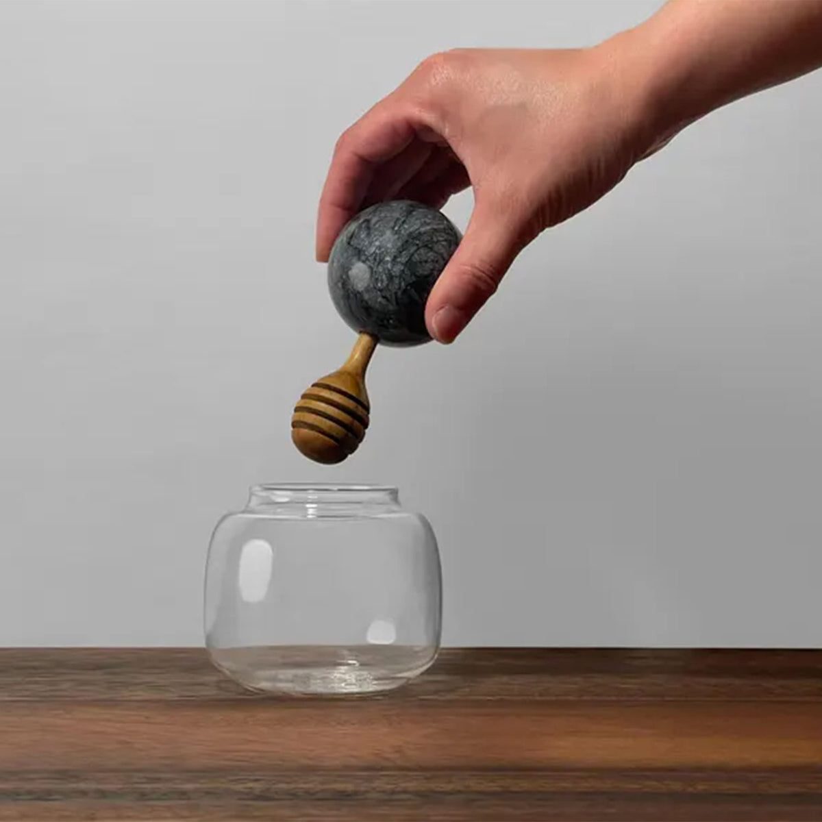 Glass and Marble Honey Pot - Petroff Gallery - Honey Jars