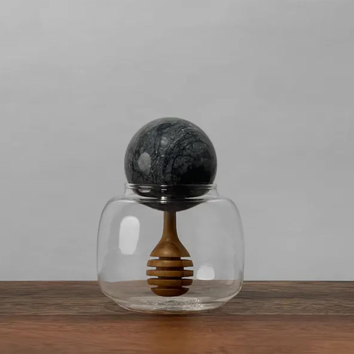 Glass and Marble Honey Pot - Petroff Gallery - Honey Jars
