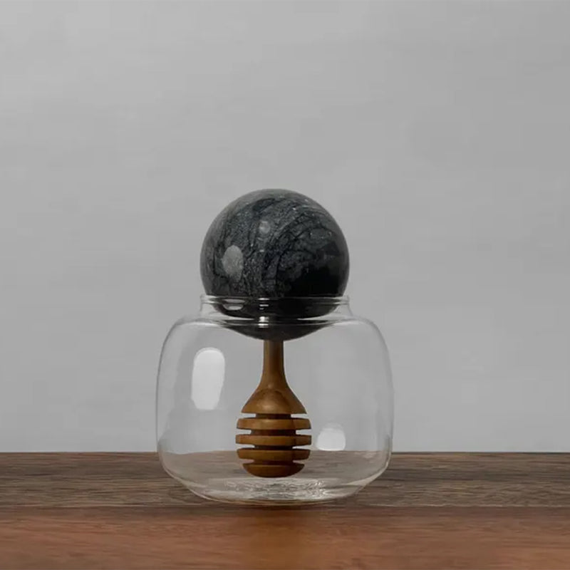Glass and Marble Honey Pot - Petroff Gallery - Honey Jars