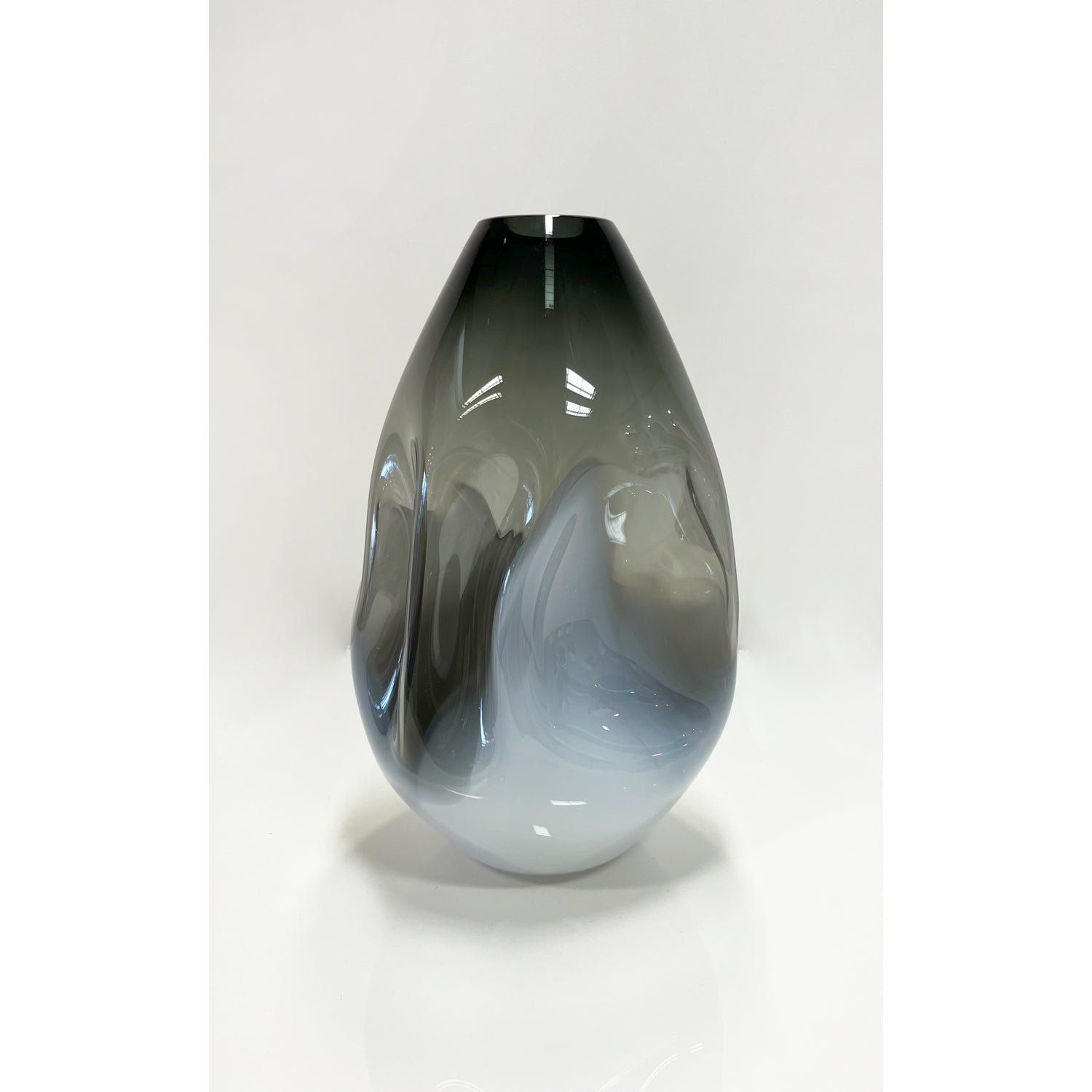 Black White 2-Tone Summit Vase Natural Finish - Petroff Gallery - Glass Art