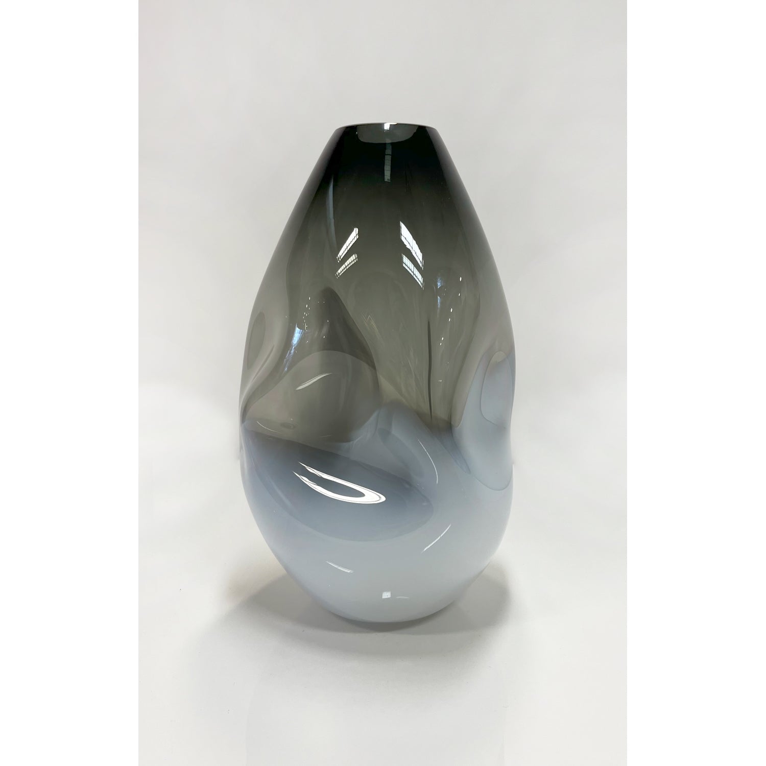 Black White 2-Tone Summit Vase Natural Finish - Petroff Gallery - Glass Art