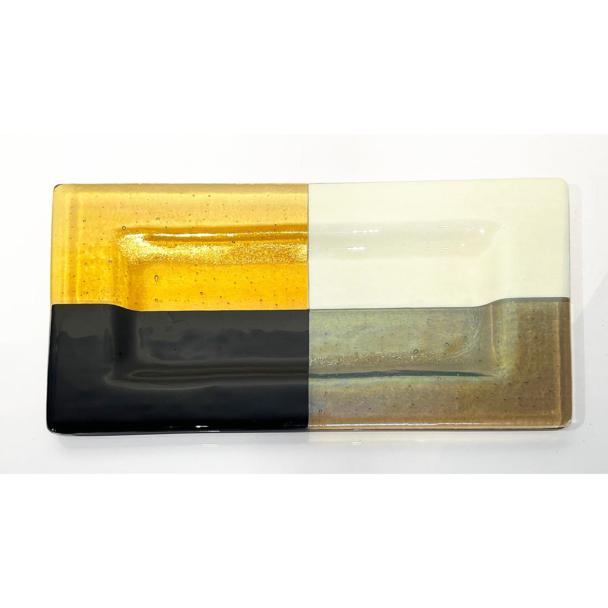 Black and Gold Tray - Petroff Gallery - Glass Art