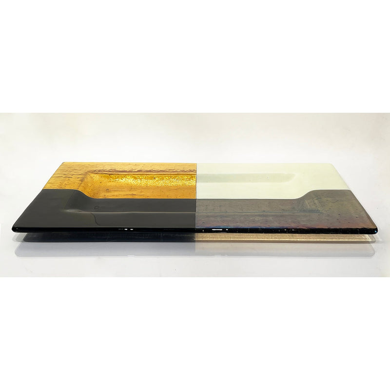 Black and Gold Tray - Petroff Gallery - Glass Art