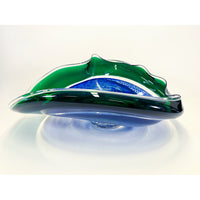 Blue/Emerald Cane Bowl - Petroff Gallery - Glass Art
