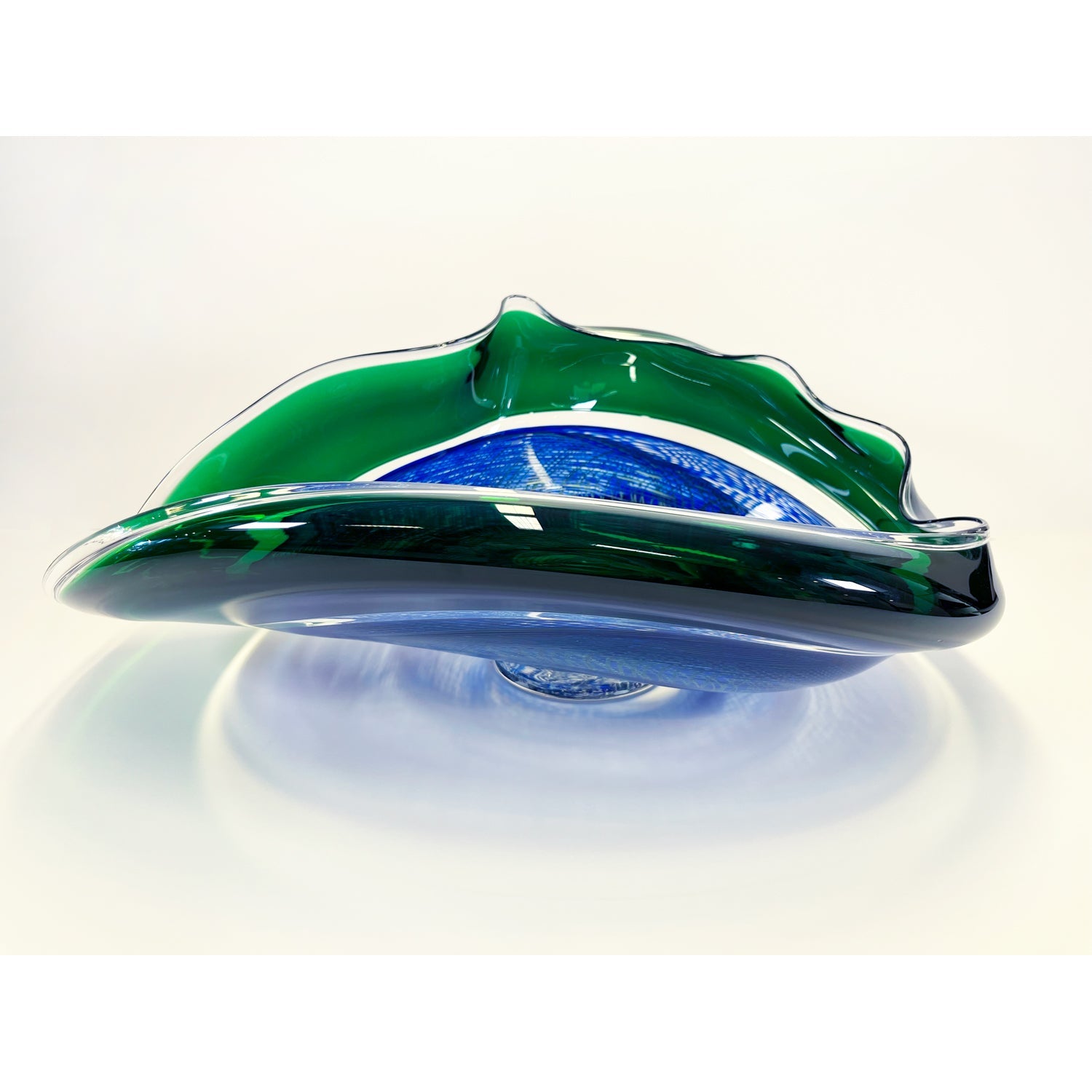 Blue/Emerald Cane Bowl - Petroff Gallery - Glass Art