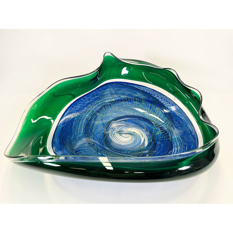 Blue/Emerald Cane Bowl - Petroff Gallery - Glass Art