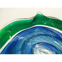 Blue/Emerald Cane Bowl - Petroff Gallery - Glass Art