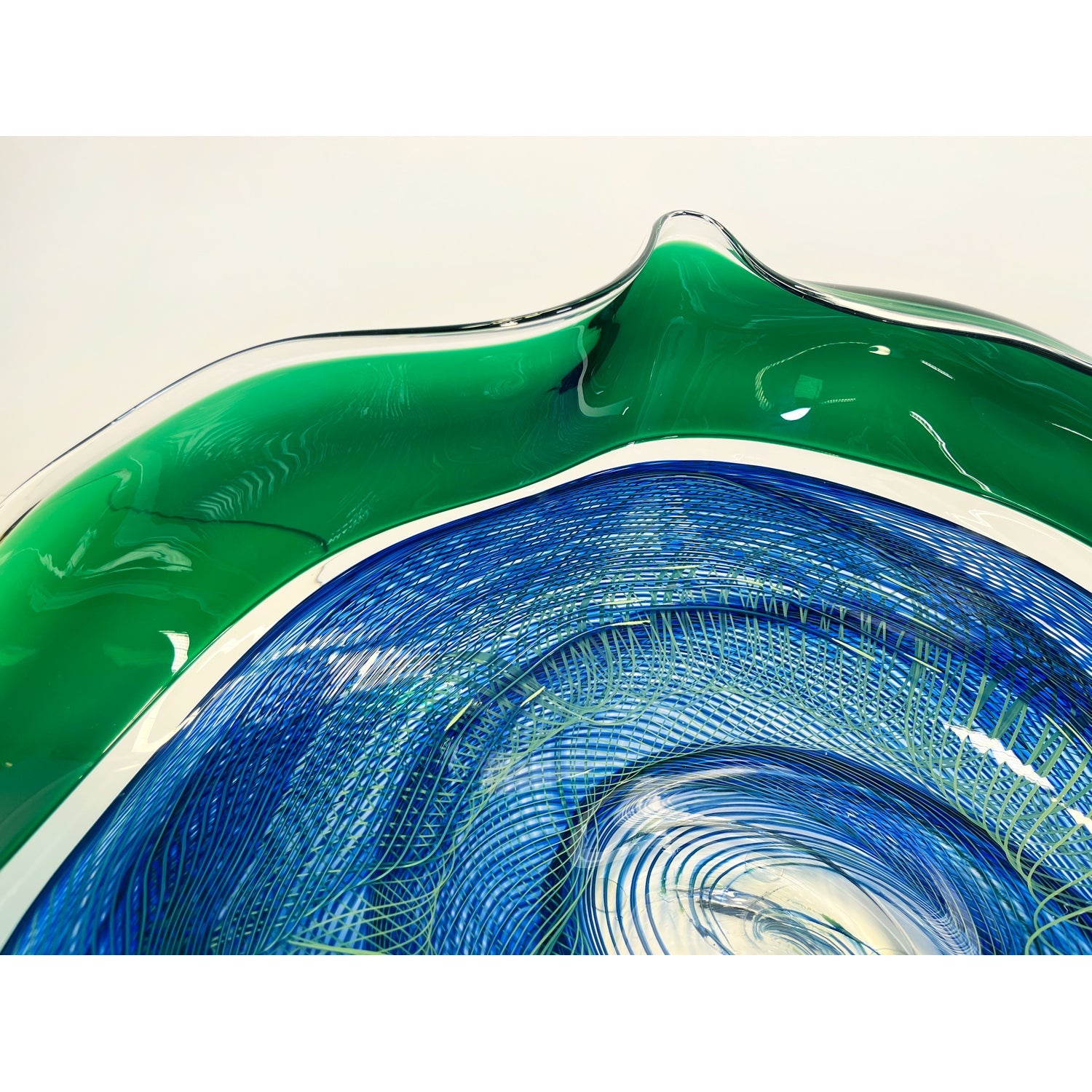 Blue/Emerald Cane Bowl - Petroff Gallery - Glass Art