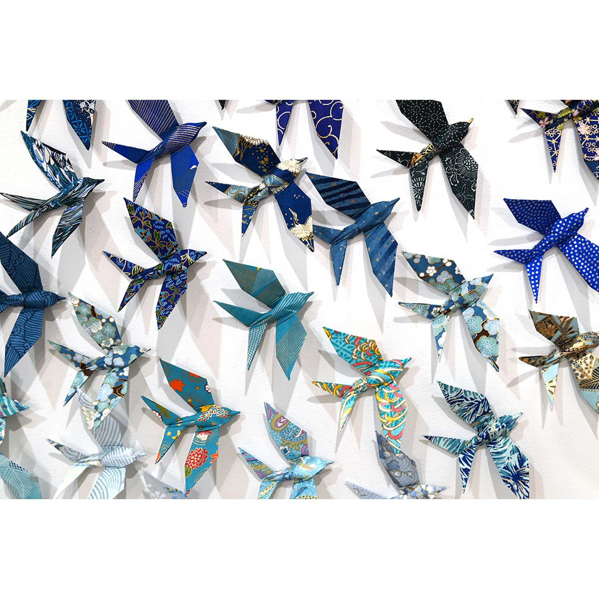 Blue Flock 16" x 16" - Petroff Gallery - Mixed Media