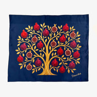 Blue Pomegranate Tree of Life Challah Cover - Petroff Gallery - Judaica