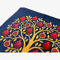 Blue Pomegranate Tree of Life Challah Cover - Petroff Gallery - Judaica
