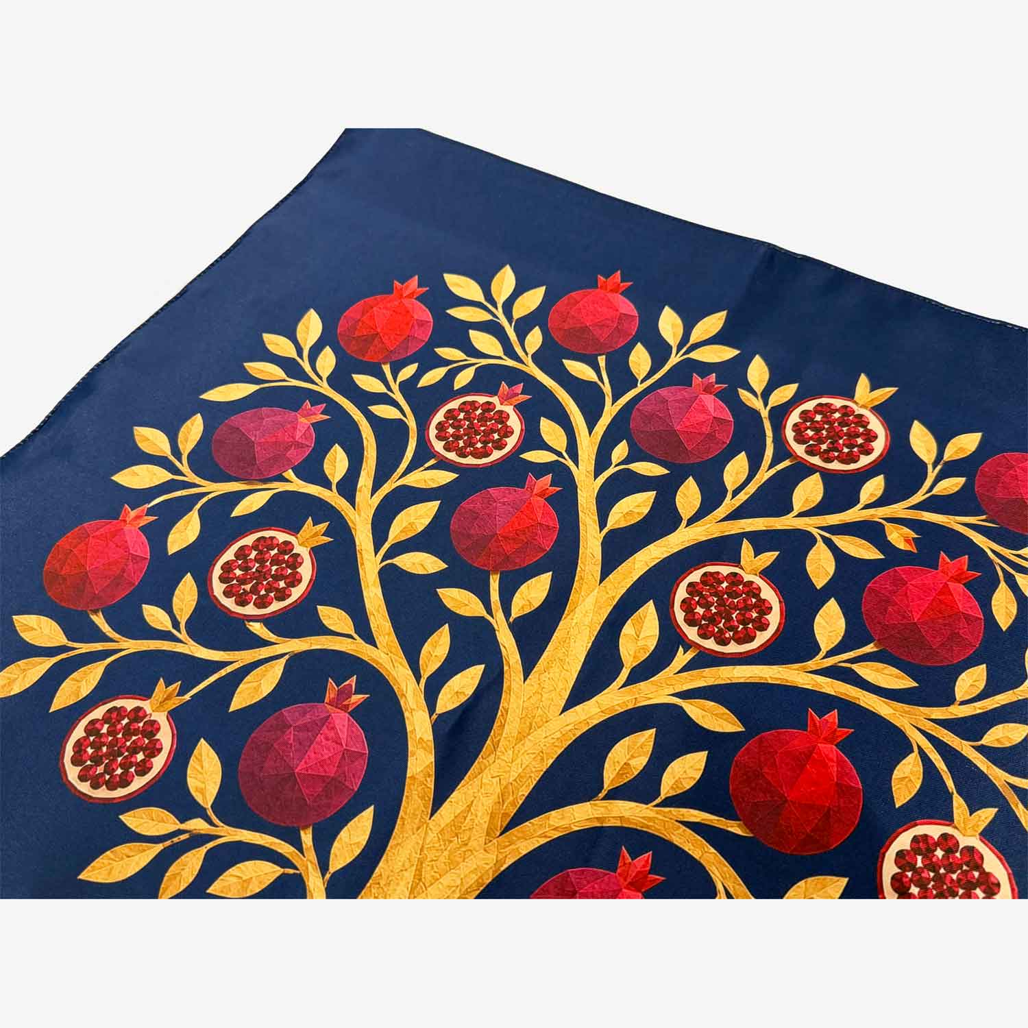 Blue Pomegranate Tree of Life Challah Cover - Petroff Gallery - Judaica