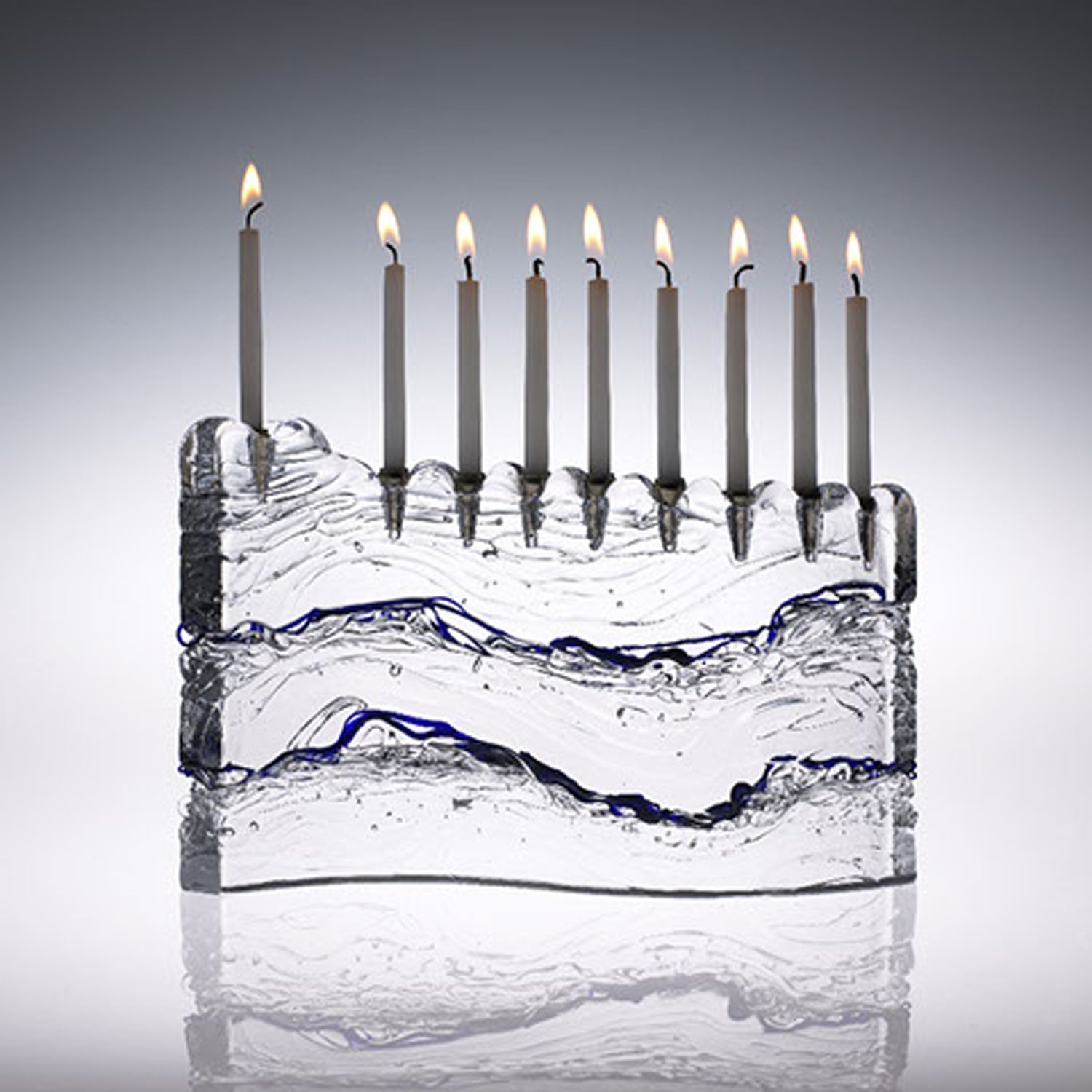 Blue Lines "S" Menorah - Petroff Gallery -  - Joel & Candace Bless - Menorah