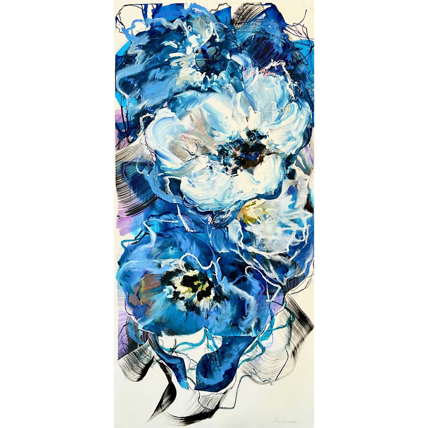 Blue Nocturne #10 45" x 22" - Petroff Gallery -  - Elena Henderson Blue Nocturne #10 45" X 22"
