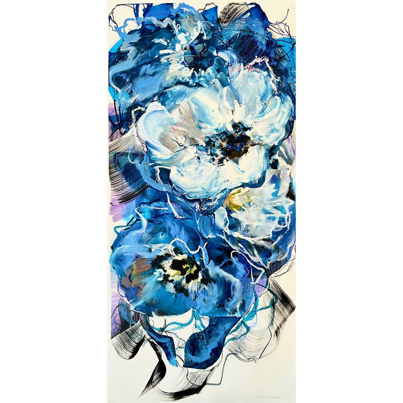 Blue Nocturne #10 45" x 22" - Petroff Gallery -  - Elena Henderson Blue Nocturne #10 45" X 22"