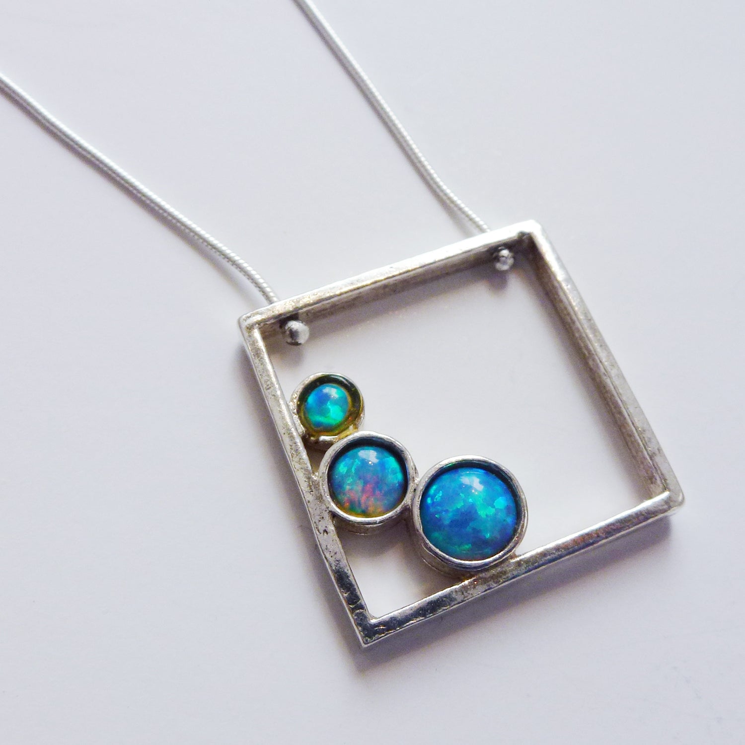 Blue Square Necklace - Petroff Gallery