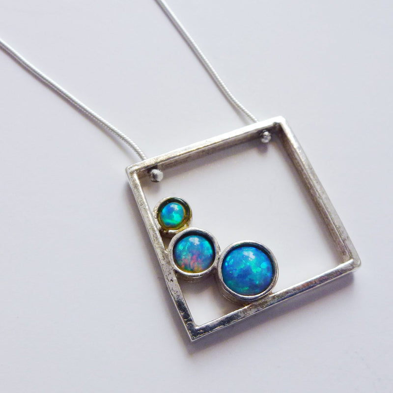 Blue Square Necklace - Petroff Gallery