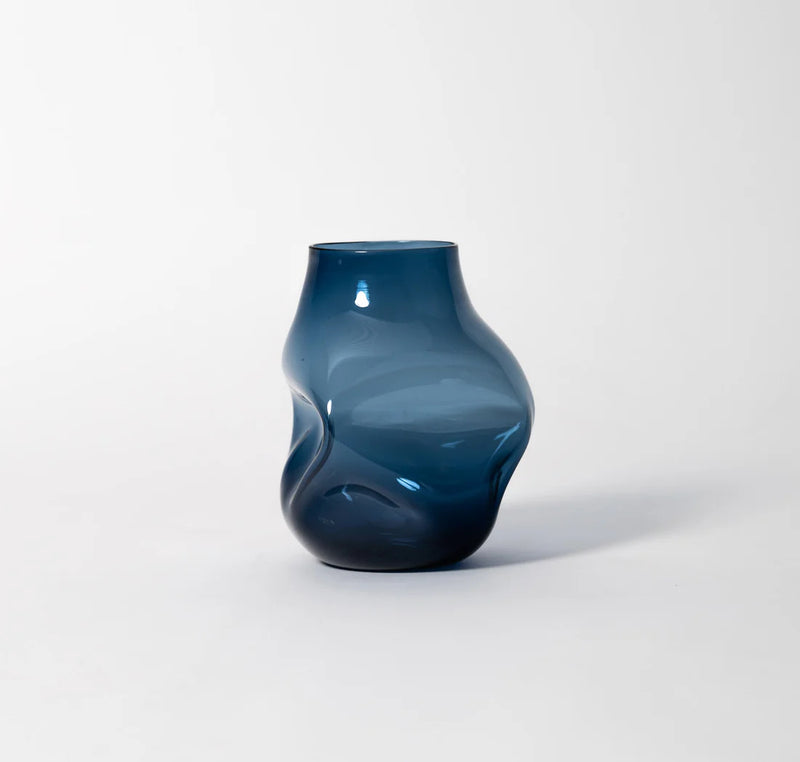 Steel Blue Boulder Vase - Petroff Gallery - Glass Art