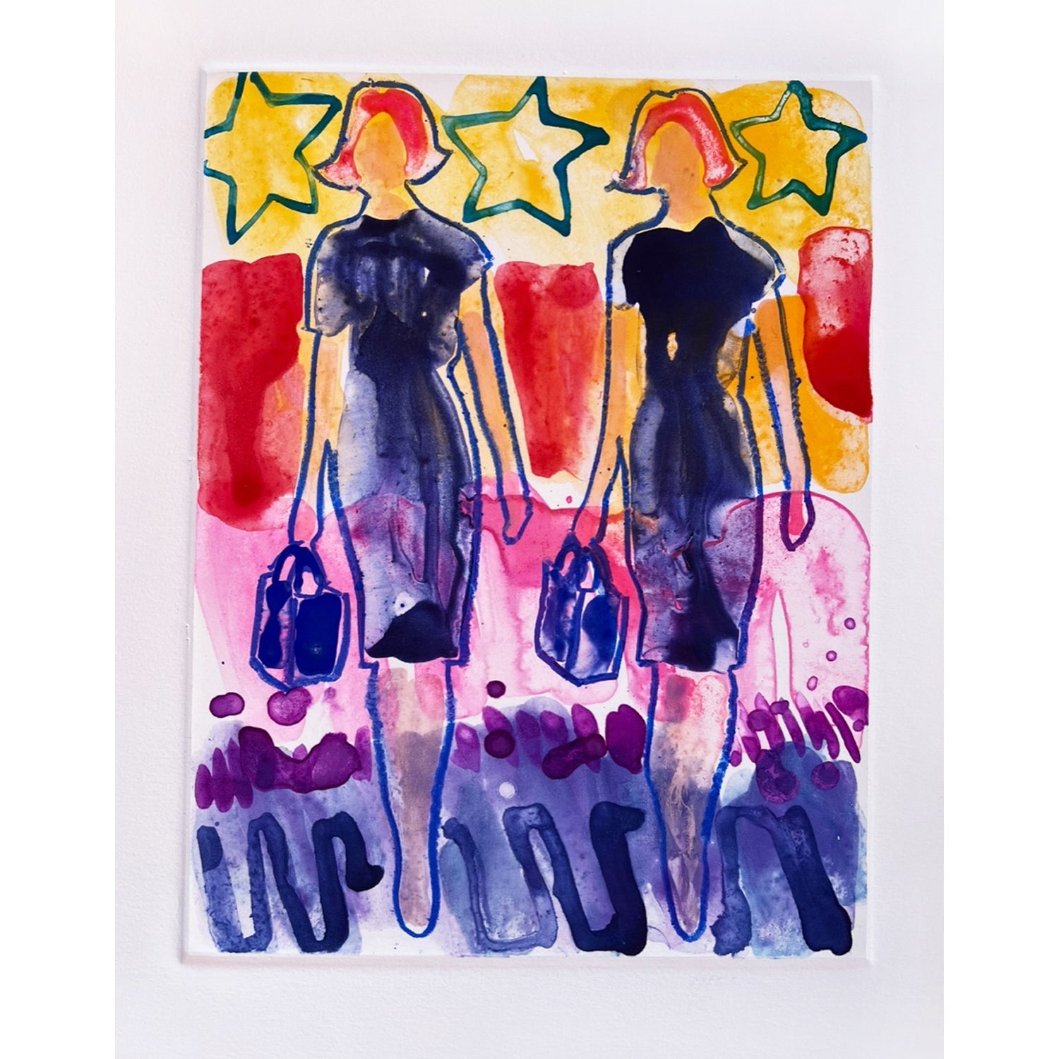 Briefcase And Stars 18" x 15" - Petroff Gallery -  - Alexandrya Eaton - Briefcase And Stars, 18" x 15"