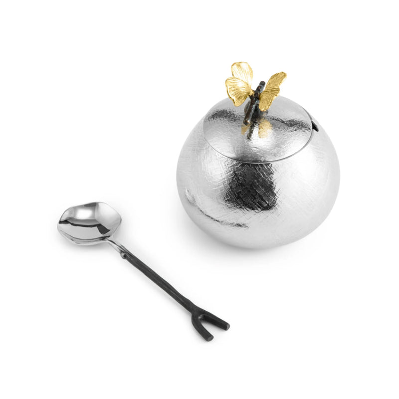 Butterfly Ginkgo Pot with Spoon - Petroff Gallery - Judaica